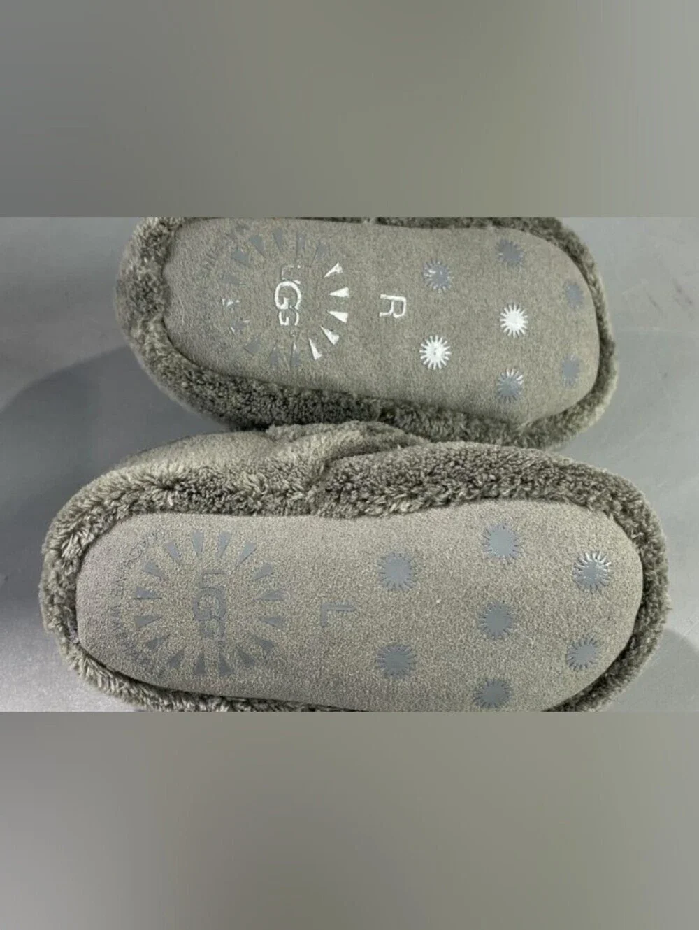 UGG Bixbee Gray Plush Shearling Slip-On Booties Size 4/5 NIB MSRP $39.99